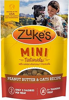 Zuke's Mini Naturals Training Dog Treats Peanut Butter and Oats Recipe - 16 Oz Bag