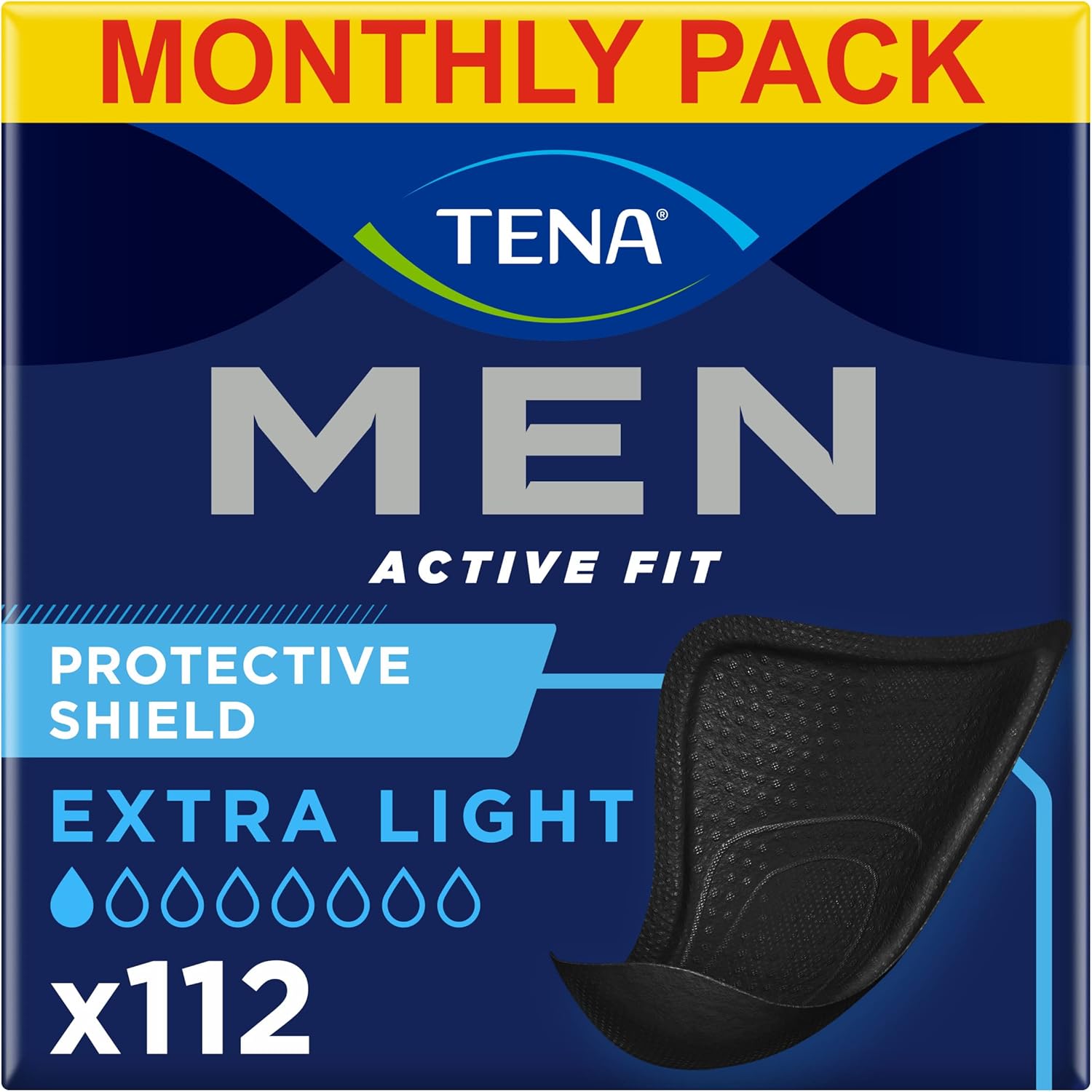 TENA Men Protective Shield, 112 Extra Thin Incontinence Liners, 14 x 8 packs