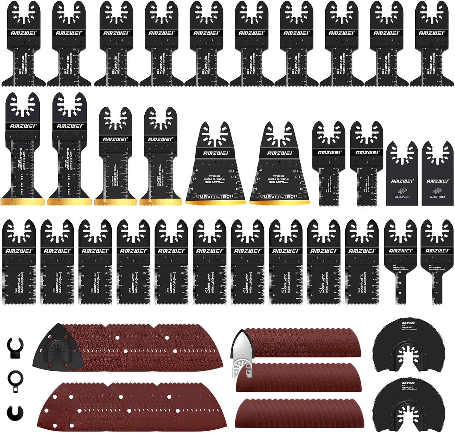 156PCS Oscillating Tool Blades Kit – Titanium Multi Tool Blades & Sandpaper for Wood & Metal Cutting | Quick Release, Universal Fit for Dewalt, Milwaukee, Ryobi, Makita, Rockwell, Fein