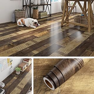 Livelynine Reclaimed Wood Vinyl Flooring Roll Waterproof Vinyl Plank Flooring Peel and Stick Wood Planks For Walls Kitchen Bathroom Floor Desk Countertop Covers Accent Wall Stick on Shiplap 15.8x78.8"