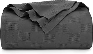 Utopia Bedding 100% Cotton Blanket (King Size - 90x108 Inches) 350GSM Lightweight Thermal Blanket, Soft Breathable Blanket for All Seasons (Smoke Gray)