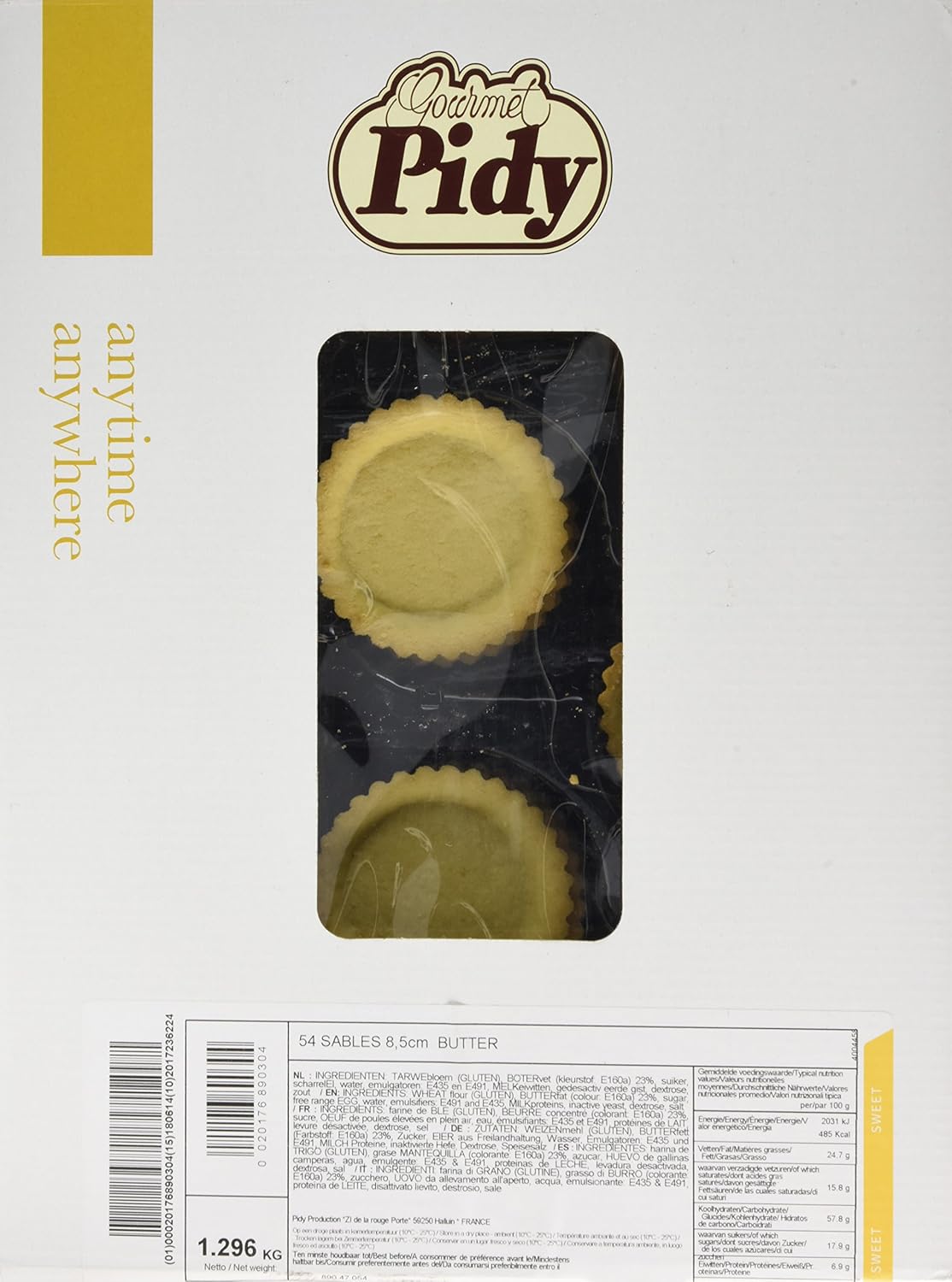 Pidy Tartelette Sablee Short Crusty Sweet Tartlets, 8.5 cm - 54 Portions