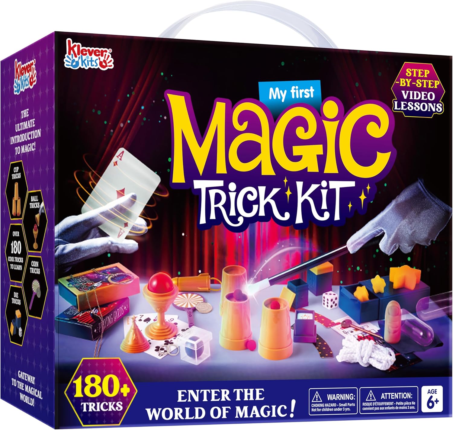 Klever Kits 180+ Magic Set- My First Magic Trick Kit- Amazing Magician Toy with Step-by-Step Video Lessons, for Kids Aged 6+ Easy Tricks of Wand and Illusion Cards