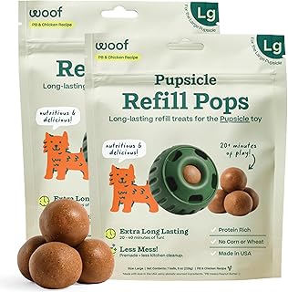 WOOF Pupsicle Refill Pops, Delicious Long Lasting Dog Treats, Refills for The Pupsicle, Pre-Made Dog Treats for Dogs, Natural Ingredients, Low-Mess Chicken Pet Treats - Large Pops - 7 Count - 2 Pack