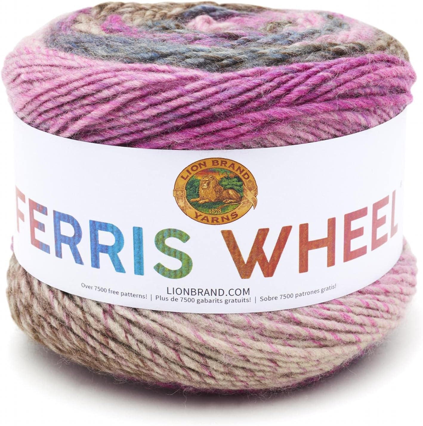 Lion Brand Yarn, Ferris Wheel Roving, Multicolor Yarn for Knitting, Crochet, and Crafts, Wild Violets, 1 Pack, Aran Fiber for Cozy Blankets, Soft Jumpers, and Variegated Scarves