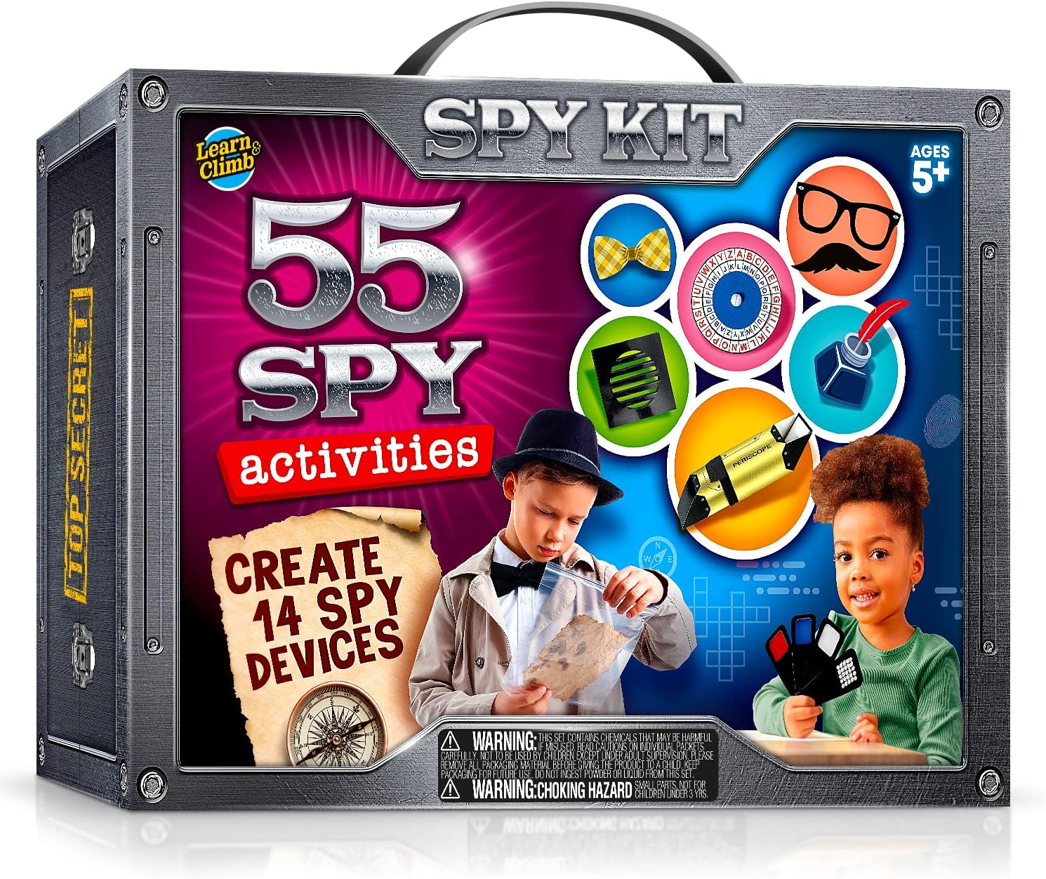 Kids Spy Kit, Explore 15 Secret Missions & Create 14 Detective Gadgets - Birthday for 7, 8,9,10 Year-Old Boy