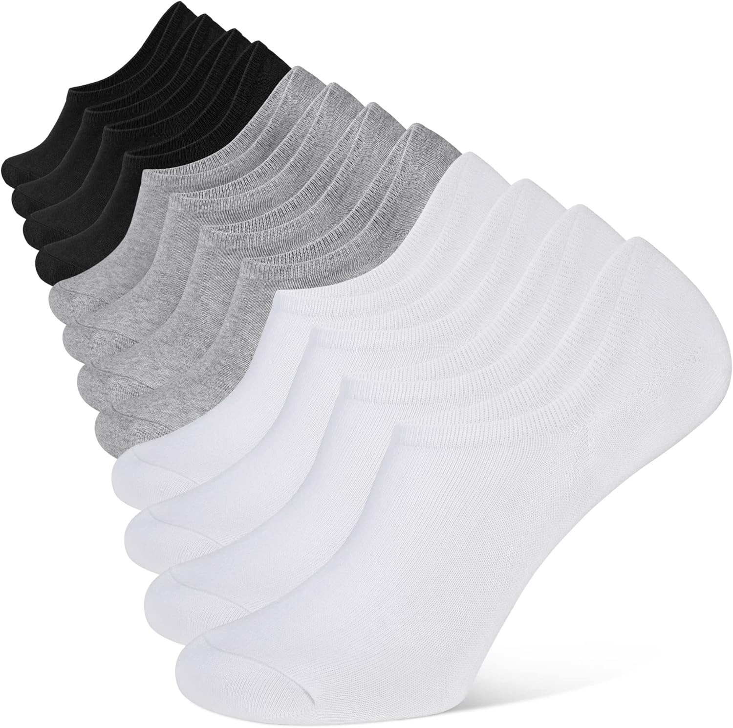YOJOOM Mens No Show Trainer Socks 6-9/9-12 Invisible Socks for Men Low Cut Cotton Socks Non-Slip Silicone Stripes Mens Trainer Socks