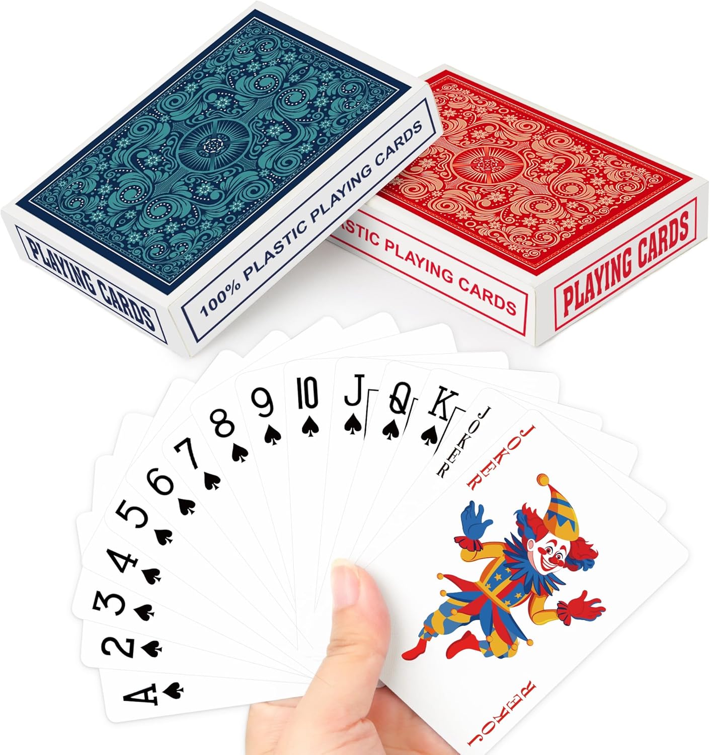 2 Pack Plastic Playing Cards Waterproof Playing Cards Decks of Poker Set for Adults Standard Index Pack of Cards UK Suitable for Party Pool Beach Travel