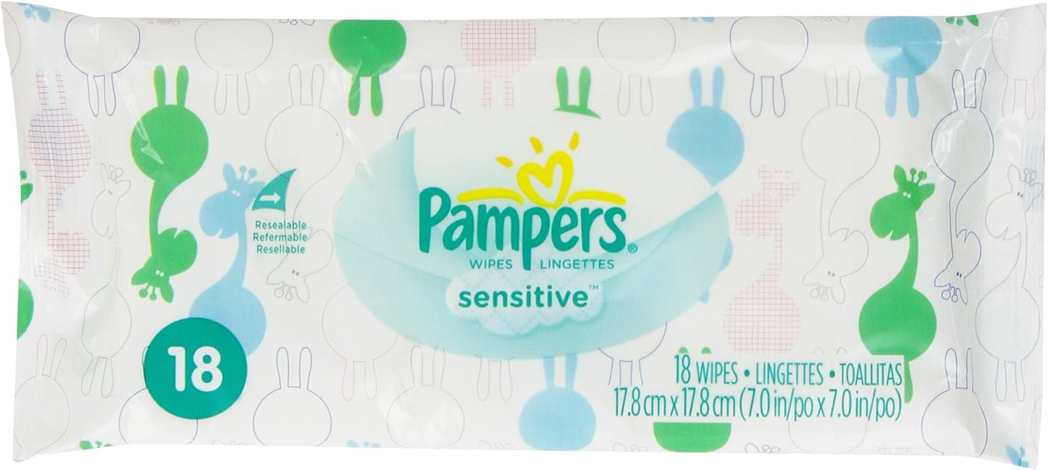 Pampers Sensitive Wipes Convenience Pack 18 Count (Pack of 24)