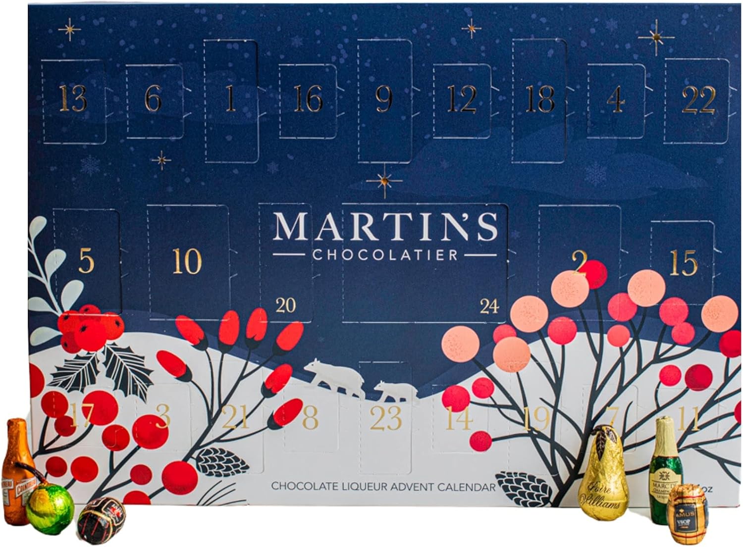 Martin’s Chocolatier Chocolate Liqueur Advent Calendar | Chocolate Advent Calendar Gift | French Vegan Chocolates