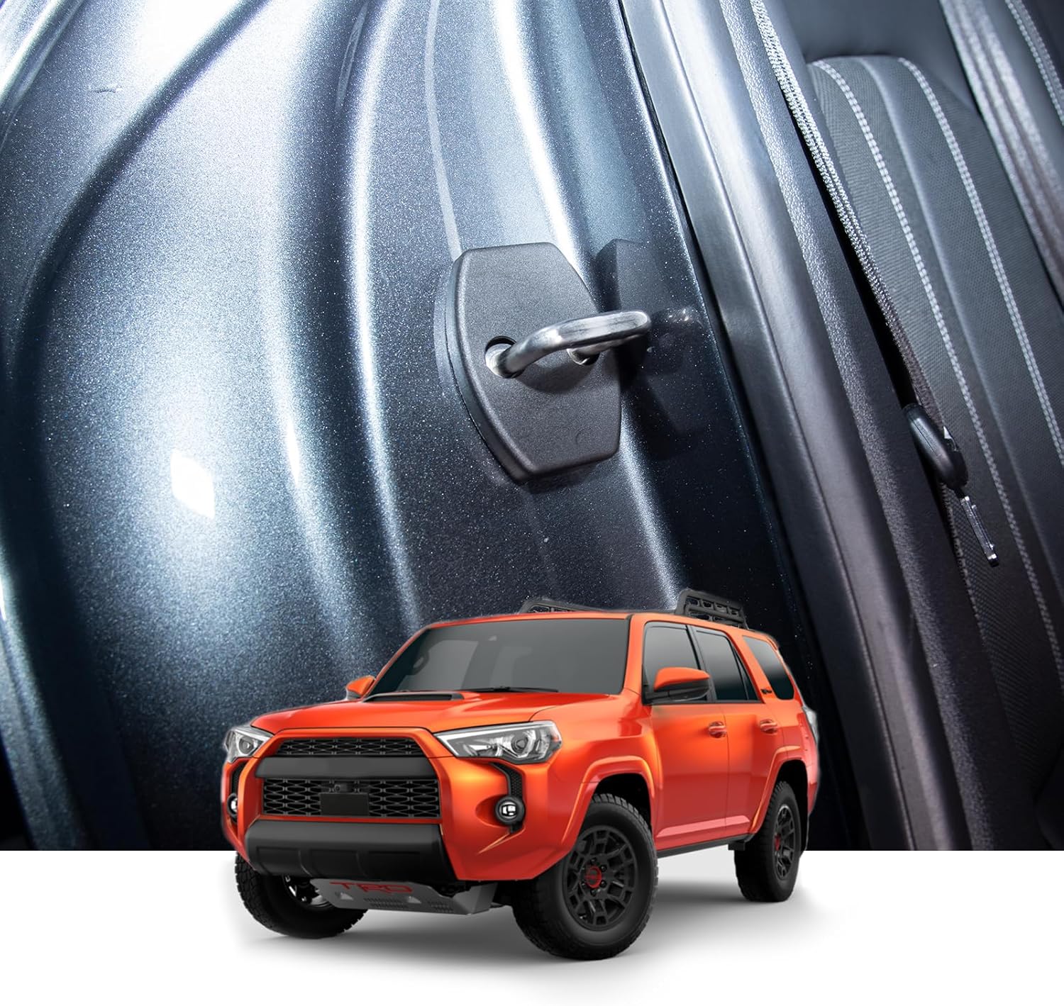 Car Door Lock Latches Cover Protector Replacement for Toyota 4RUNNER 2010-2025 4 Runner Camry Corolla RAV4 Land Cruiser Car Accessories Car Door Lock Decorations (Black)