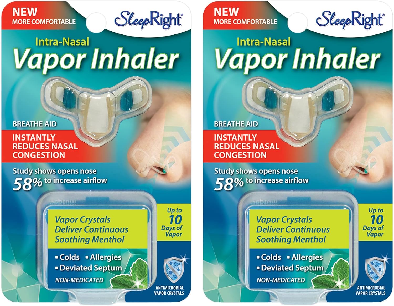 SleepRight Intra-Nasal Vapor Inhaler – Congestion Reducer – Breathe Aid (2-Pack)