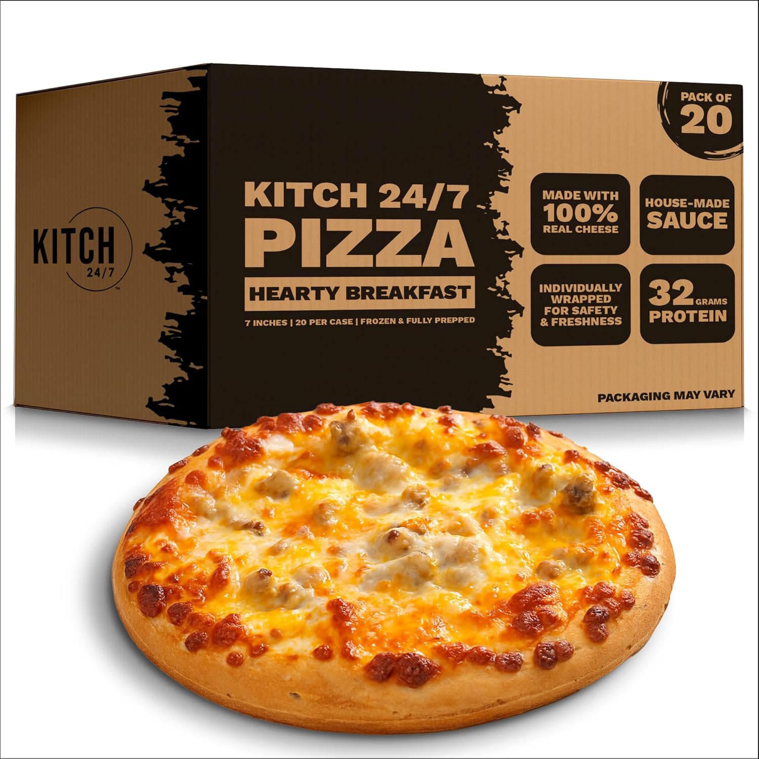 KITCH 24/7 Individually Wrapped Personal Breakfast Pizza, 7 inch -- 20 per case