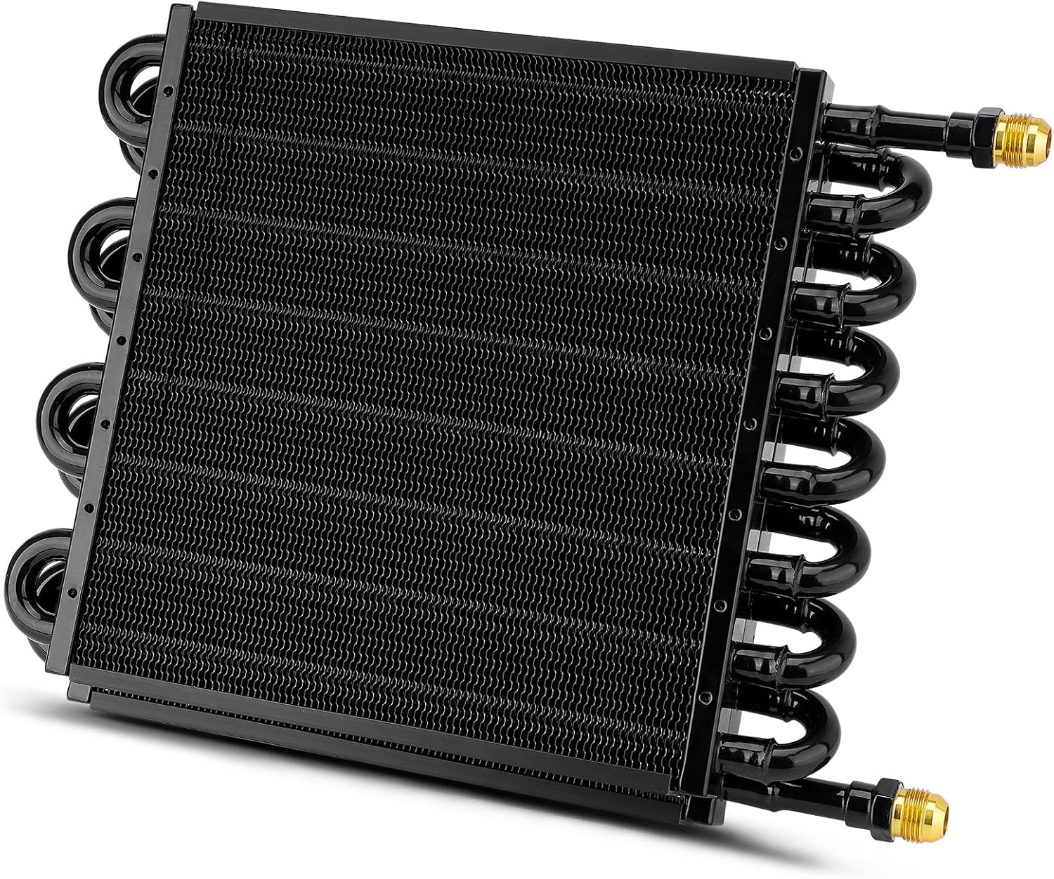 Upgrade 16 Pass Aluminium Transmission Oil Cooler, 1/2" Universal 16 Rows 8AN Tube And Fin Cooler Kit Air Compressor Aftercooler, Black