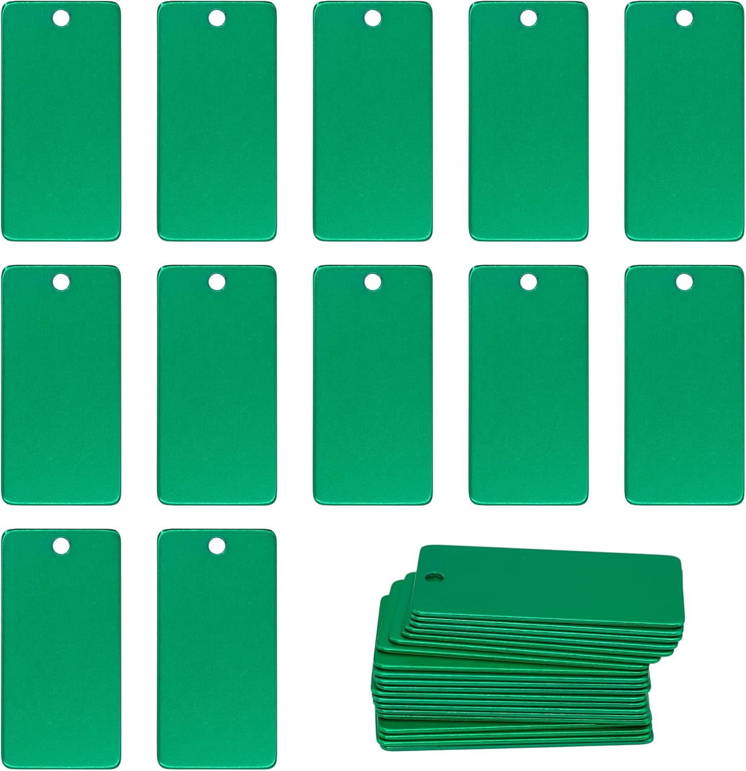 StayMax Aluminum Engraving Blanks Rectangle Blank Tags 1 Inch x 2 Inch 25 Pack (Green)