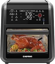 CHEFMAN ExacTemp™ 12 Quart 5-in-1 Air Fryer with Integrated Smart Cooking Thermometer, 28 Touchscreen Presets, Rotisserie, Dehydrator, Bake, XL Convection Oven with Auto Shutoff, Black