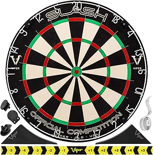 Viper Slash Official Competition Bristle Steel Tip Dartboard, WDF Accredited with Staple-Free Ultra-Thin Metal Wiring, Self-Healing Professional-Grade African Sisal, Magnetic Dart Holders,Black