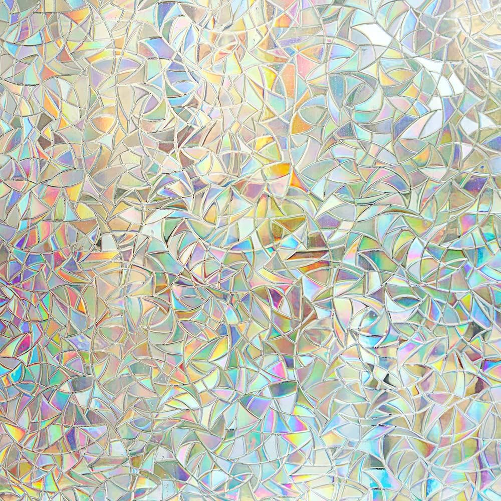 TYSIFUMU 3D Rainbow Window Film Privacy Decorative Sticker for Glass Non-Adhesive Static Clings Removable Vinyl film Effect Anti UV Home (30x200cm)