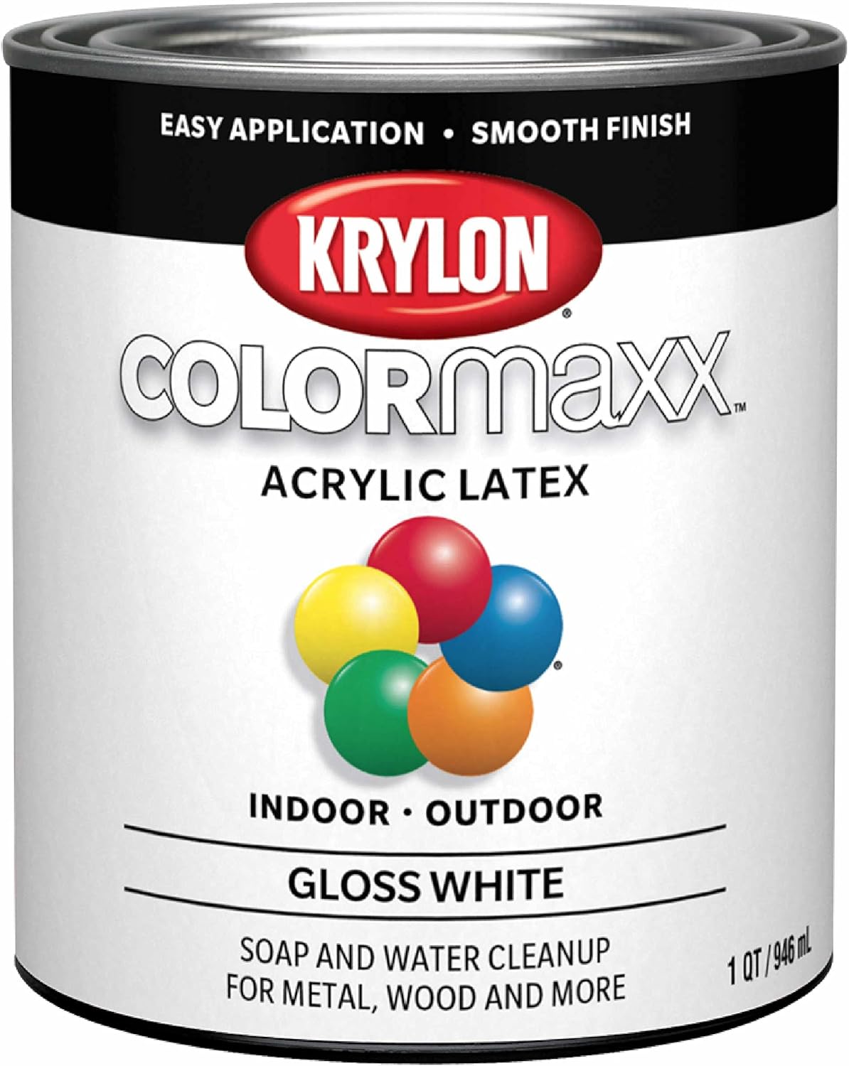 Krylon K05625007 COLORmaxx Brush On Paint, Quart, White, 32 Fl Oz