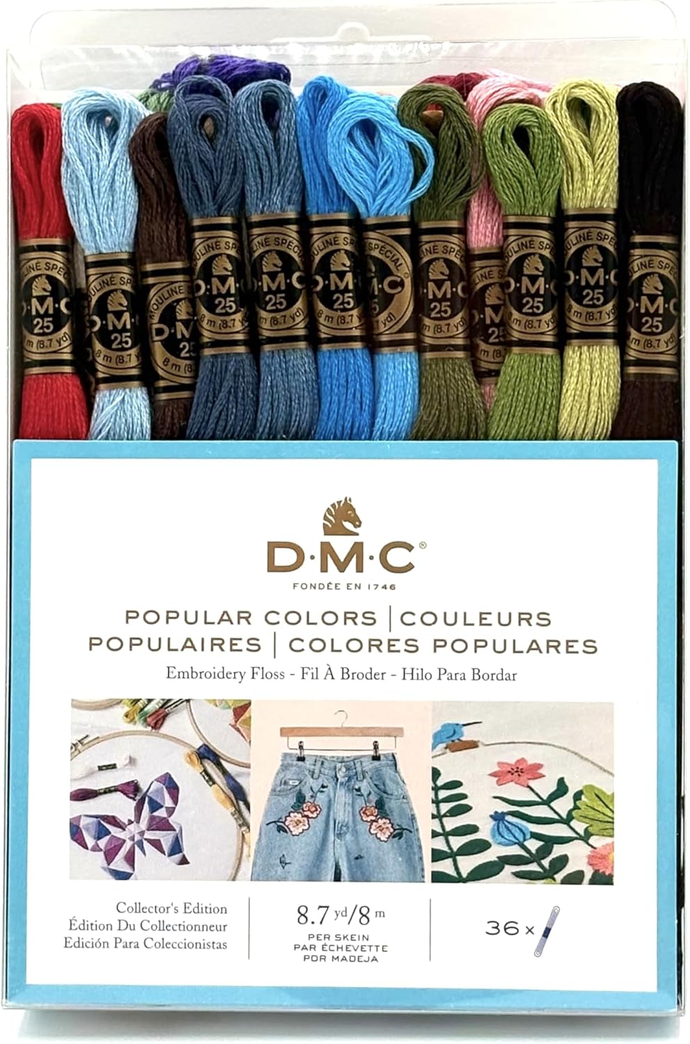 DMC 117F25-PC36 Embroidery Popular Colors Floss Pack, Colors may vary, 8.7-Yard, 36/Pack