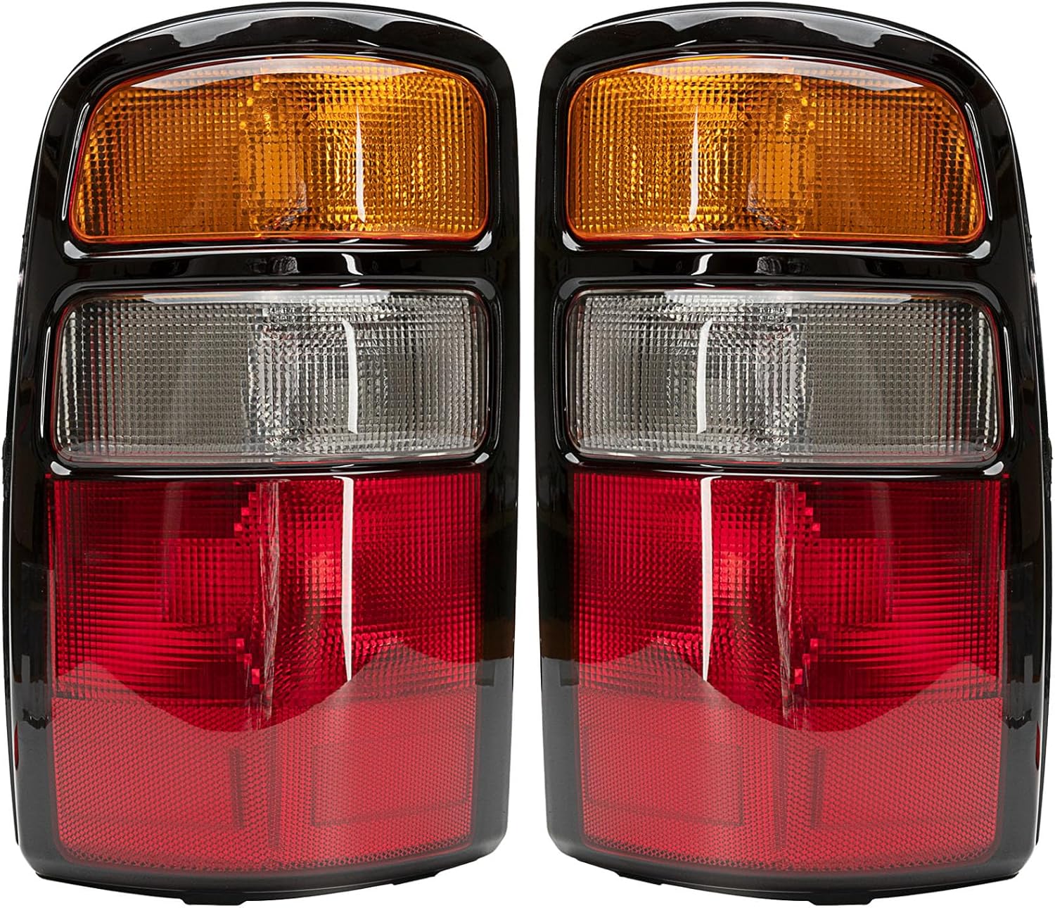Tail Light Housing Compatible With 2000-2006 Chevy Tahoe Suburban 1500 2500 GMC Yukon Driver and Passenger Side Three-color Black Border Rear Brake Lamps Rear Brake Lamps