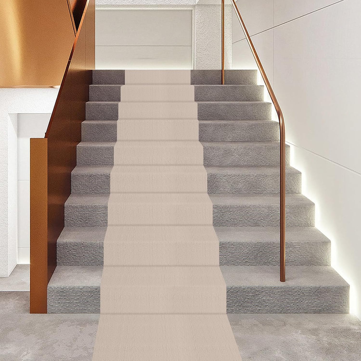 6m/20Fft Non-Slip Carpet, Floor Protector Rug Mat, Stair Hallway Runner Rug Large Size Protective Stair Cover, Indoor Carpet for Bedrooms Living Rooms Balconies Entryways Stairs (Off White)
