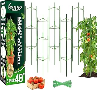 Legigo 6-Pack Tomato Cage for Garden Plant Support- Up to 48inch Garden Stakes Tomato Cage, Tomato Trellis for Potted Plants, Tomato Cages Plant Stakes for Climbing Vegetables Plants Flowers
