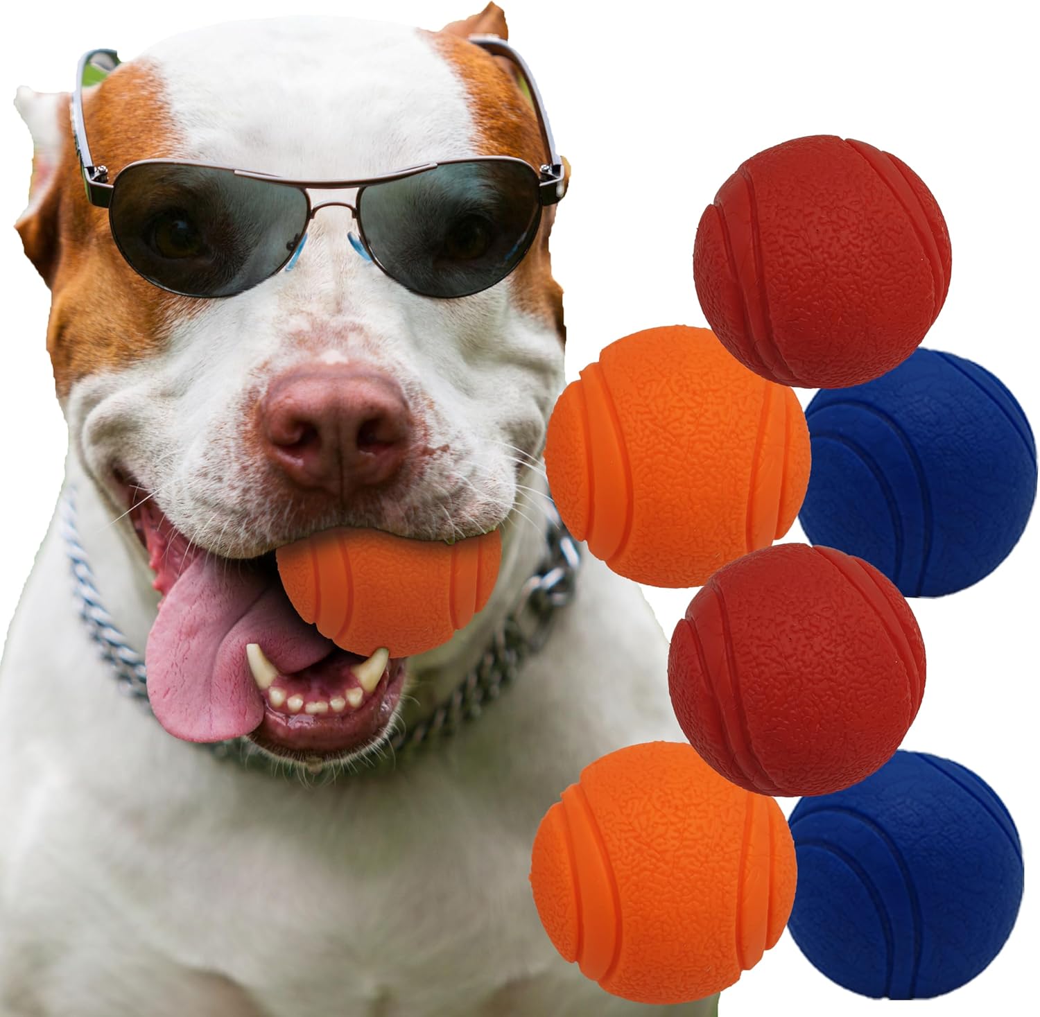 6 X 6cm Solid Core Rubber Ball HIGH BOUNCING Dog Toys Indestructible Virtually Tough Dog Toys Interactive Dog Toys Strong Rubber Balls for dogs (Medium(60mm), 6 Balls)