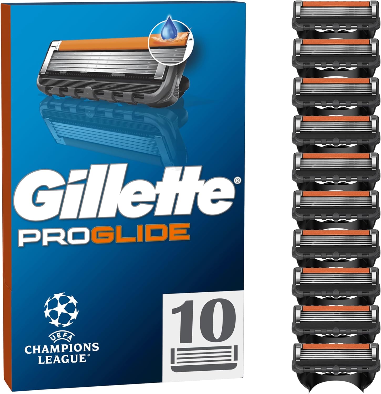 Gillette ProGlide Razor Refills for Men, 10 Razor Blade Refills, for a Close Shave, with Lubrastrip (Packaging may vary)