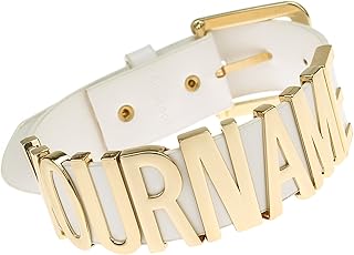 Adjustable White Leather Belt Gold Letter Customized Name Choker Necklace Collar