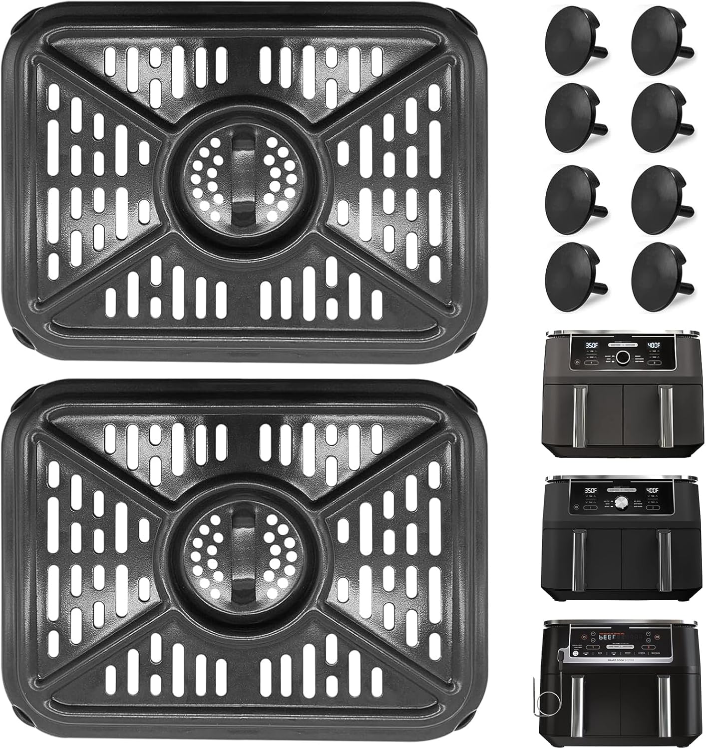 GWYXC Air Fryer Grill Pan for Ninja Foodi AF400UK 9.5L 6 in 1 AF500UK 10.4L 7 in 1 DualZone 2 Drawers Air Fryer, Replacement Air Fryer Crisper Plate Grill Plate Tray Accessories, Dishwasher Safe