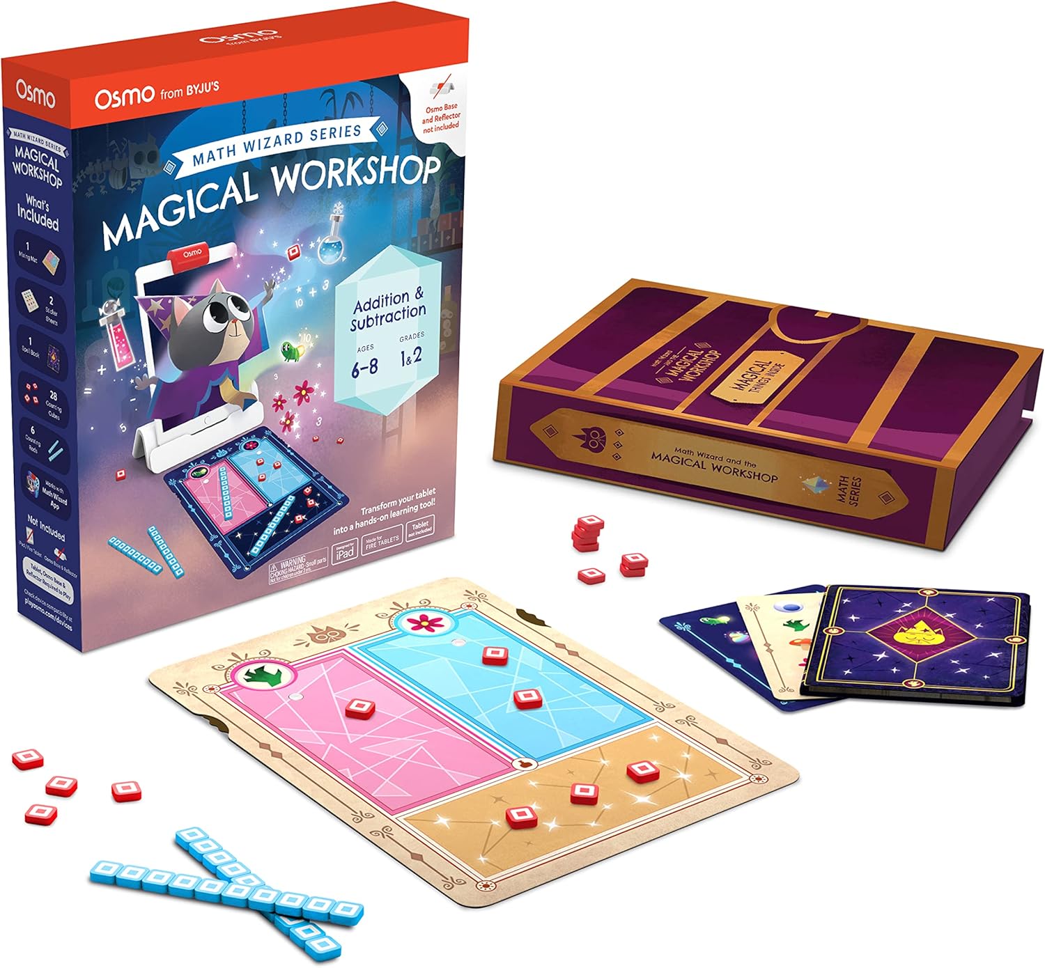 Osmo - Math Wizard and the Magical Workshop for iPad & Fire Tablet - Ages 6-8/Grades 1-2 -Addition & Subtraction-Curriculum-Inspired-STEM Toy Gifts for Kids,Boy & Girl(Osmo Base Required)