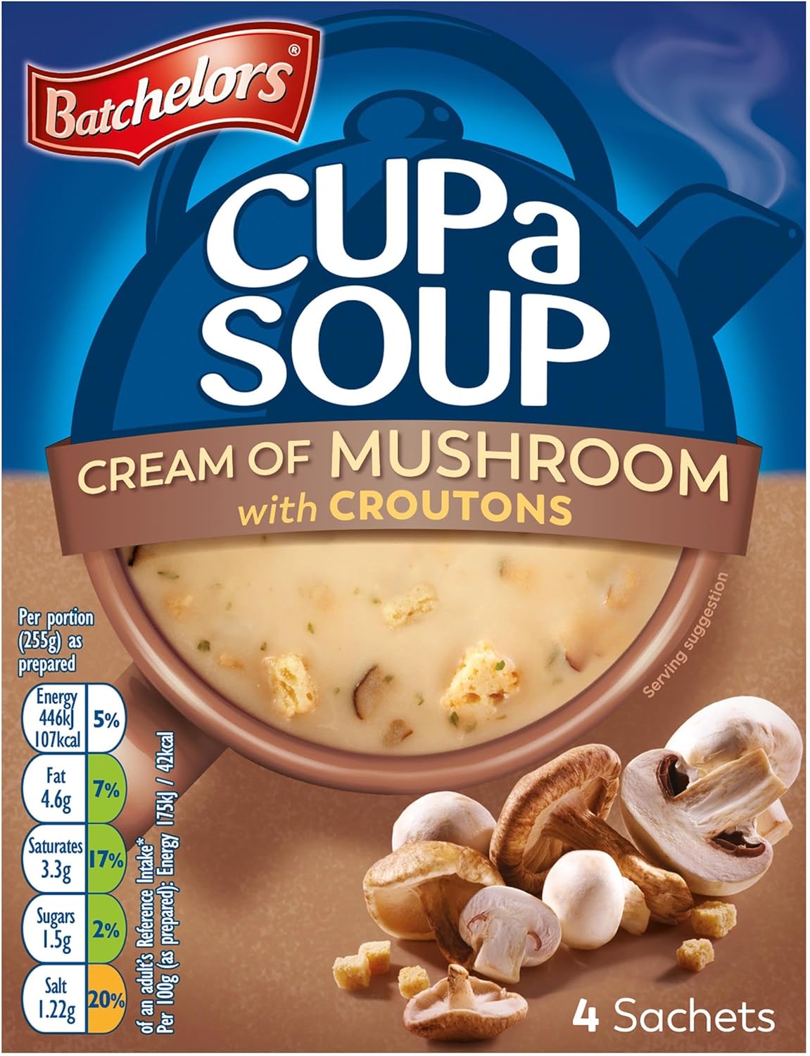 Batchelors Cup a Soup Mushroom Instant Soup Sachets, 4 Sachets, 99 g Box (Pack of 1)