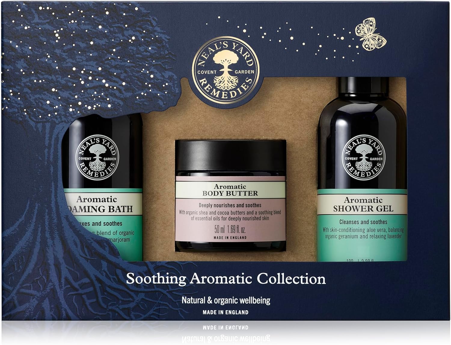Neal's Yard Remedies Soothing Aromatic Gift Set With Bath Soak, Body Butter & Shower Gel, Cruelty-Free, Set of 3