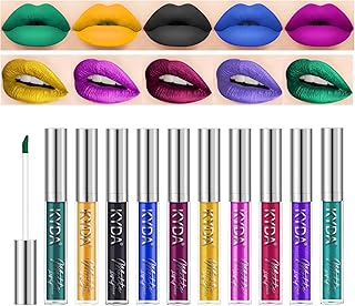 KYDA 10 Colors Lipstick, Matte Velvet&Glitter Metallic Colors, for Glossy Radiant&Full Matte Lip Gloss, Non-Stick Cup Long Wear Lip Glaze, High Pigmented Lipstick Cosmetic-SET B