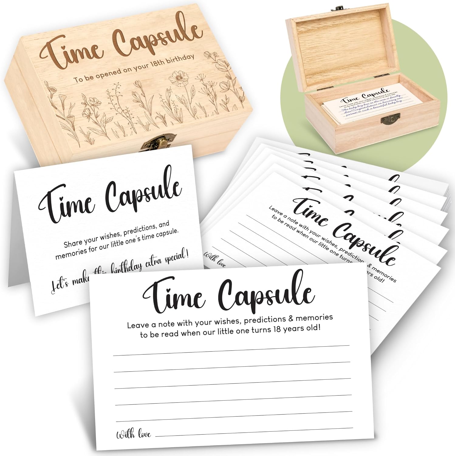 Time Capsule Box 1st Birthday - Baby Time Capsule For First Birthday Party Games, 1st Birthday Party Activities For Guests, Time Capsule Cards 1st Birthday Keepsake Gifts For Babies Girl