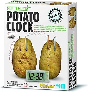 4M Potato Clock DIY Green Science Chemistry Engineering Lab - STEM Toys Educational Gift for Kids & Teens, Girls & Boys, Brown