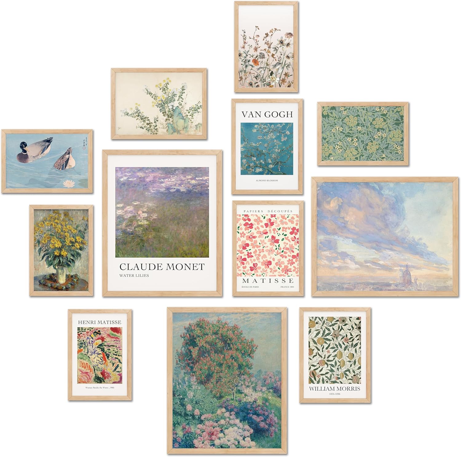 TwoDays Vintage Eclectic Wall Art Prints, Colorful Maximalist Room Decor Aesthetic, Famous Artist Painting Gallery Artwork Posters for Dorm. (Multi Sizes, 8" X 10" Largest, Set of 12, UNFRAMED)