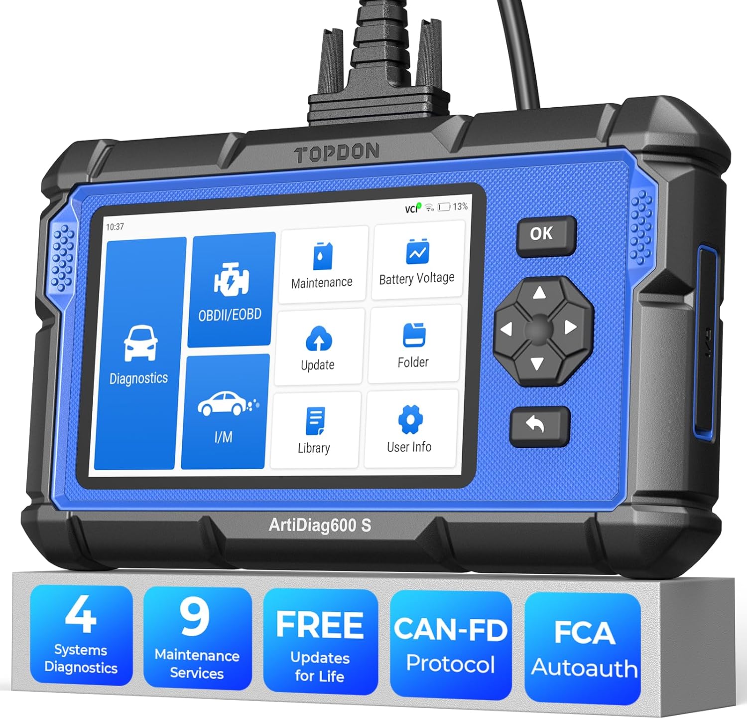 TOPDON AD600S-A Car Diagnostic Tool, 9 Reset Services,4 Systems Car Diagnostics Tool with Oil/ABS/SAS/TPMS/BMS/DPF/ETS/Brake/Injector Coding...Free Updates,Android 11.0