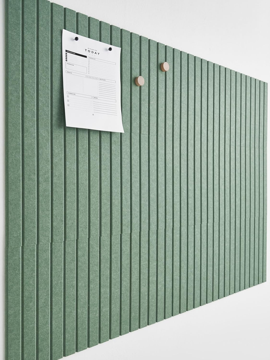 Large Cork Boards for Walls Black Felt Alternative - Slat Wall Paneling, Bulletin Board Tiles for Home Decor, Push Pin Corkboard Organizer for Office or Classroom-12-Pack Panel Kit (Palm)