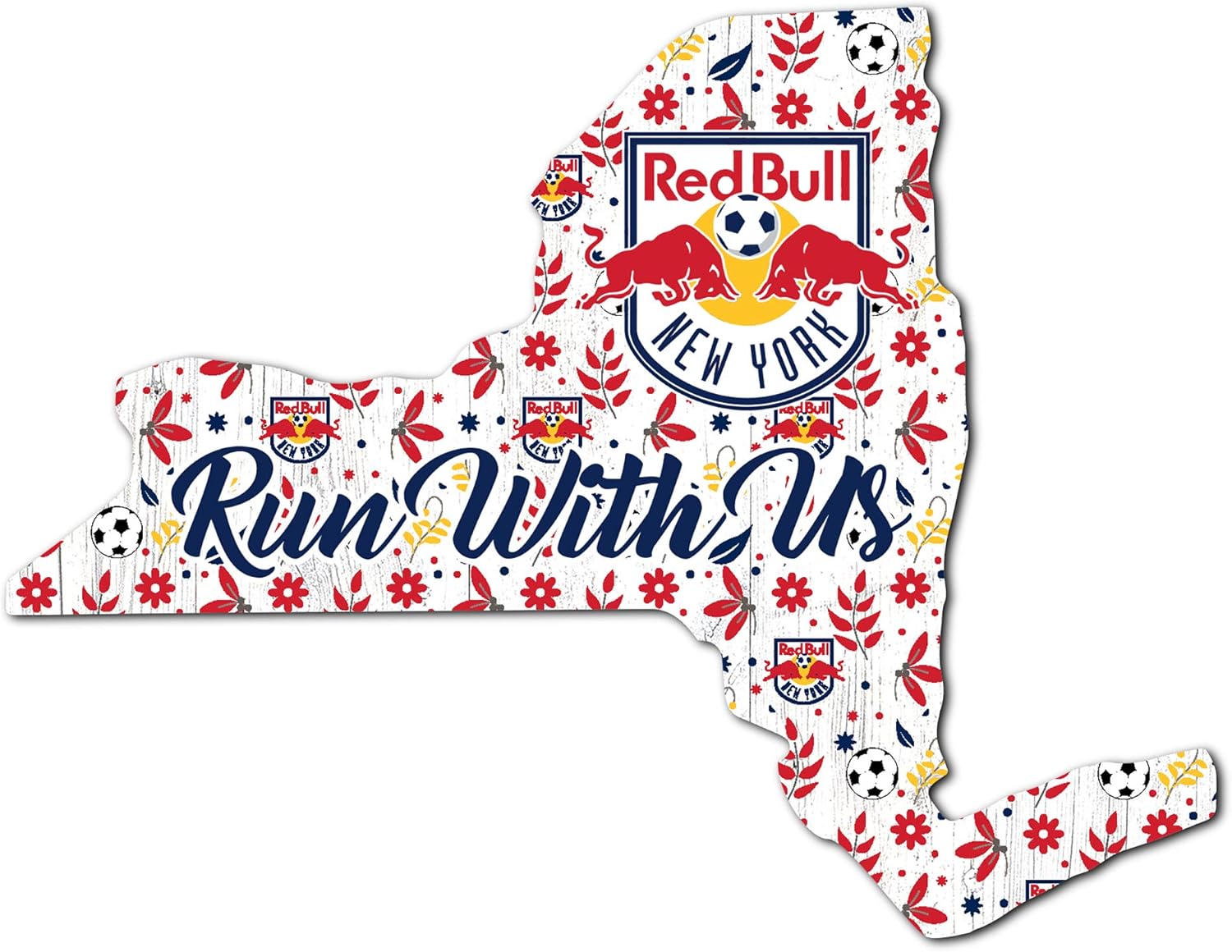 Fan Creations MLS New York Red Bulls Unisex New York Redbulls Floral State Sign, Team Color, 12 inch