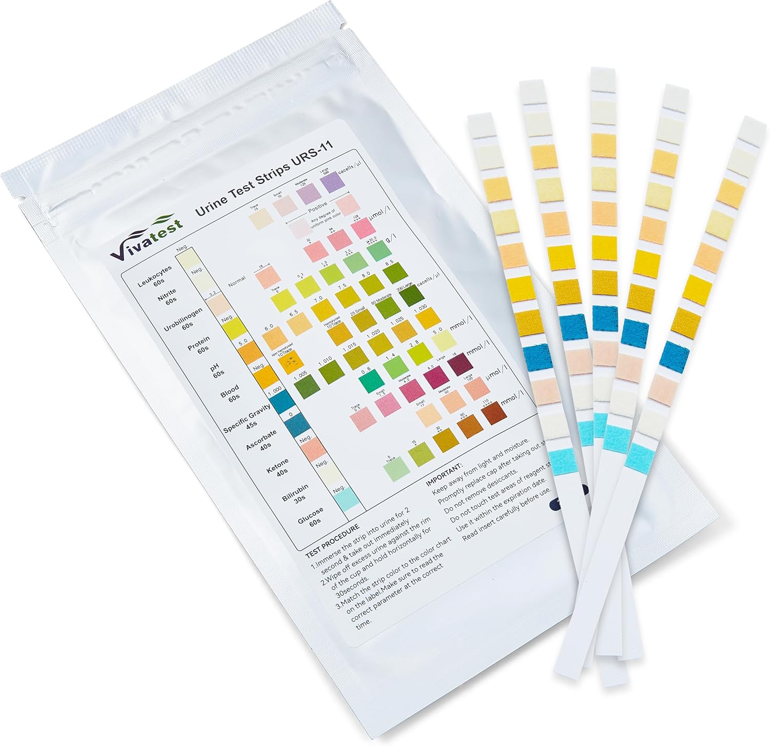 Urine Test Strips - 11 Parameter Urinalysis Dipstick Test Strips for Glucose, UTI, Kidney, and Liver Health, Dip Sticks for Urine Testing UK, Urinalysis Sticks with Fast Results Viva Test (50 Strips)