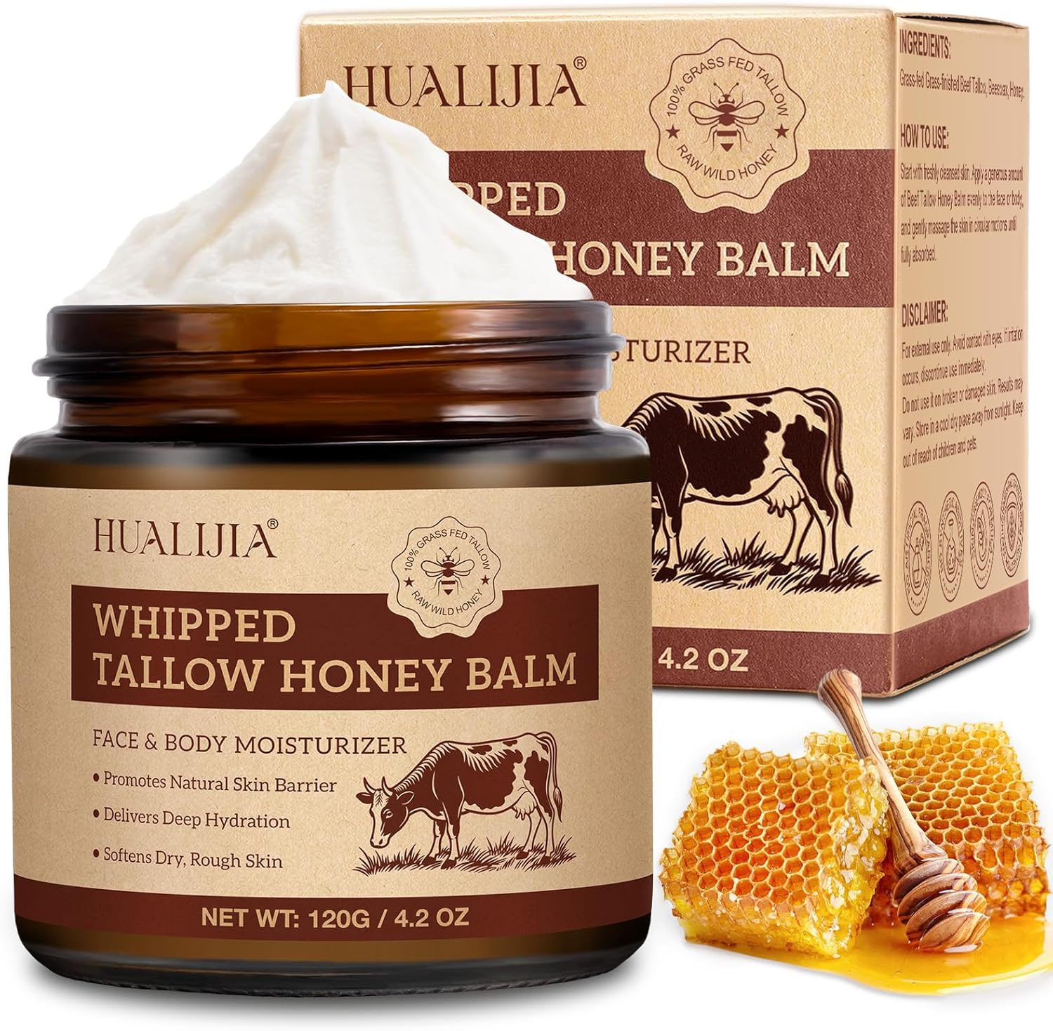 Beef Tallow Skin Care, Tallow Face Cream(120g), Grass Fed Beef Tallow Moisturiser, Deeply Nourishing, for Face Body Dry Skin