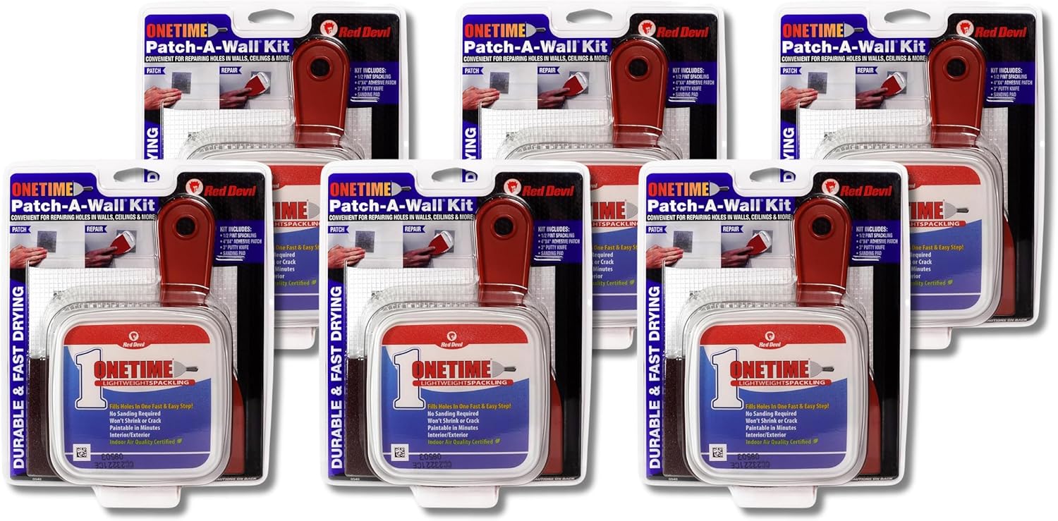 Red Devil 0549 ONETIME Lightweight Spackling Patch-A-Wall Kit, 1/2 Pint, Made in USA