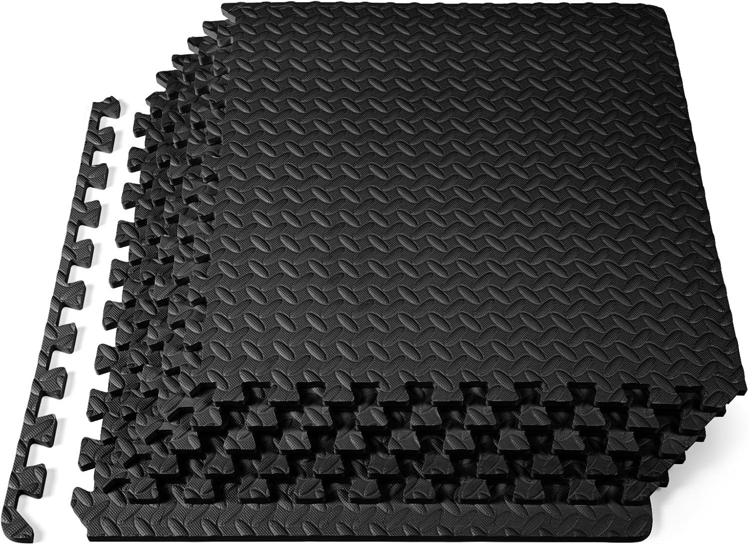 ProsourceFit Exercise Puzzle Mat ½-inch, EVA Interlocking Foam Floor Tiles for Home Gym, Workout Equipment, Kids Play Areas, Black, 24 SQ FT - 6 Tiles