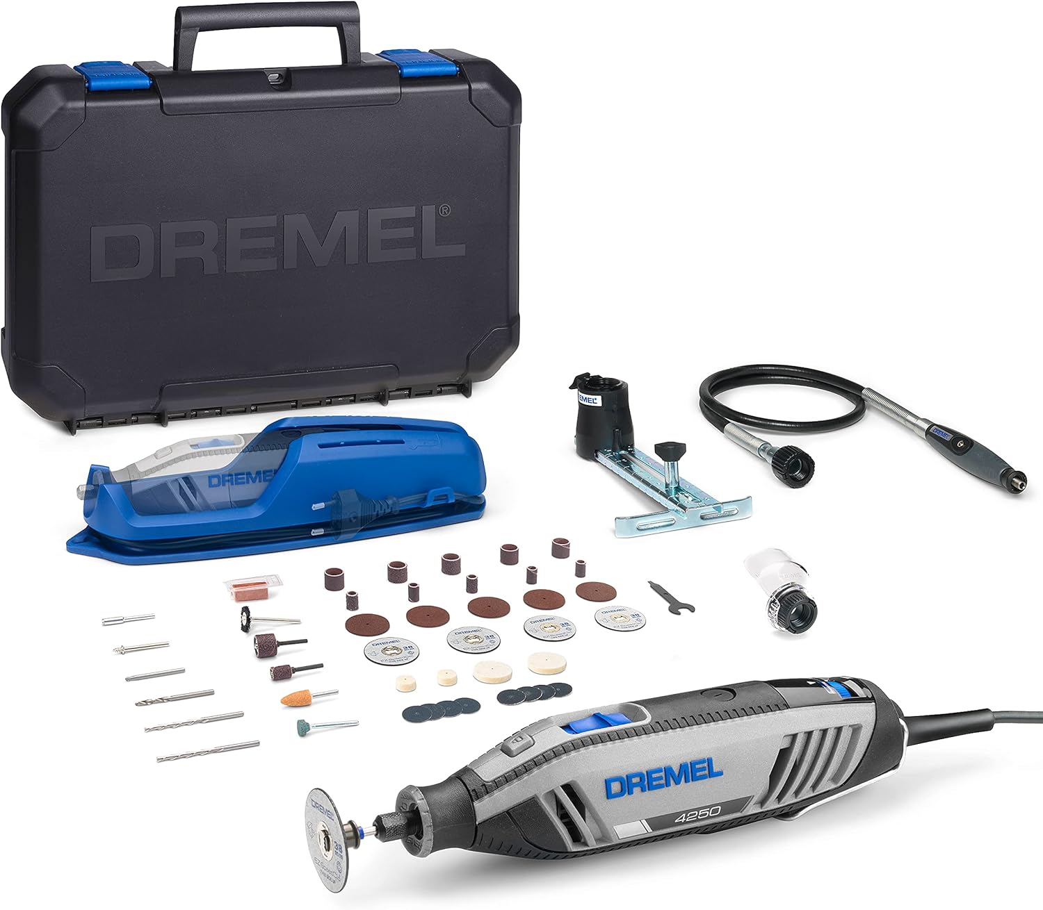 Dremel 4250 Rotary Tool 175 W, Multitool Kit with 3 Attachments 45 Accessories, 175W Motor with Electronic Feedback, Variable Speed 5.000-35.000 RPM