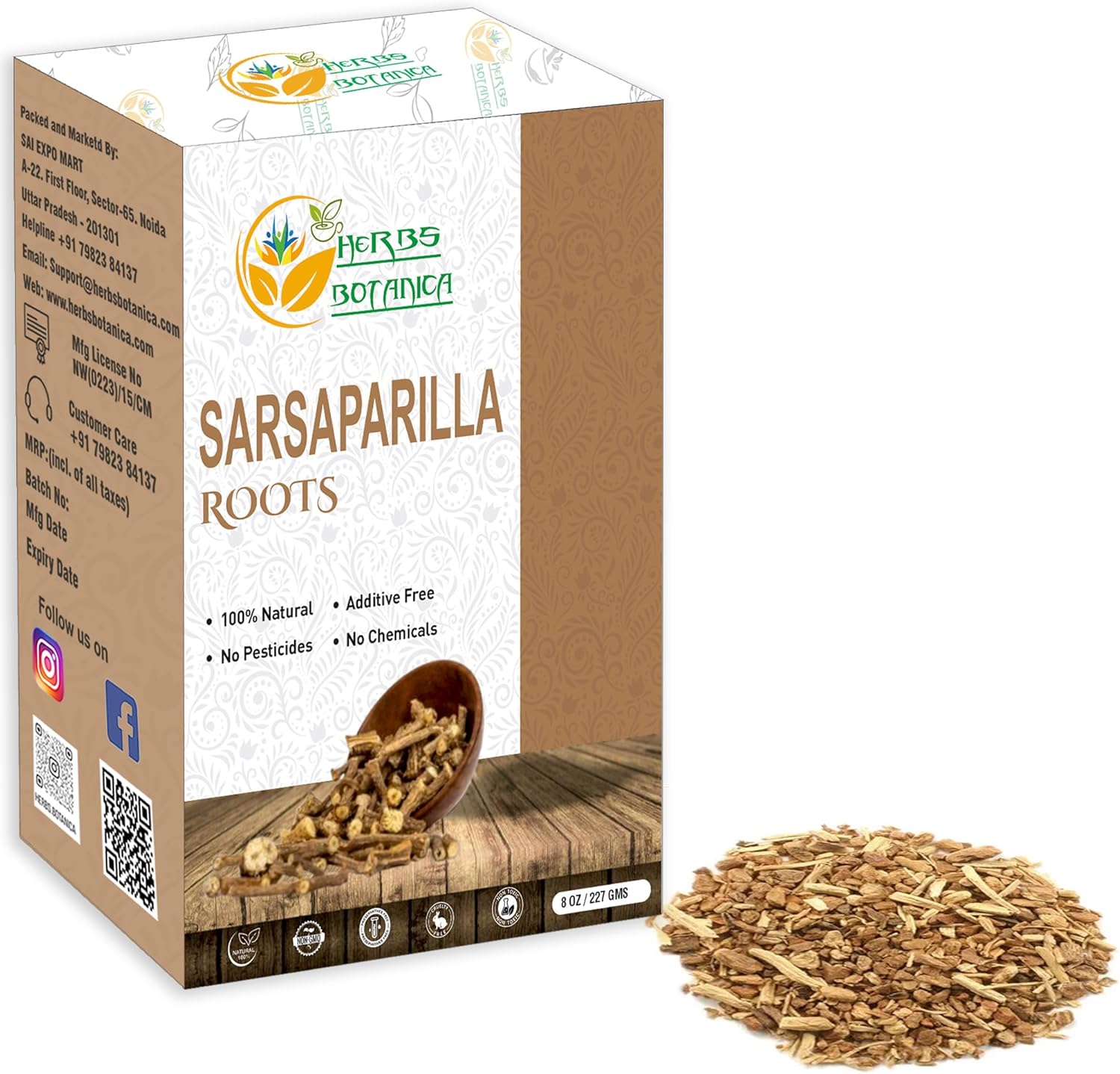Herbs Botanica Organic Sarsaparilla Root/Sasperella Root for Herbal Tea Hemidesmus Indicus Sasparilla Natural Blood PurifierSkin Health, Immunity, and Joint Support 8 oz / 1/2 lb