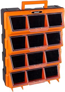 Plastic Storage Drawers - 12-Bin Screw Organizer - Craft Cabinet for Hardware, Crafting Supplies, or Toys - Garage Organization by Stalwart (Black)