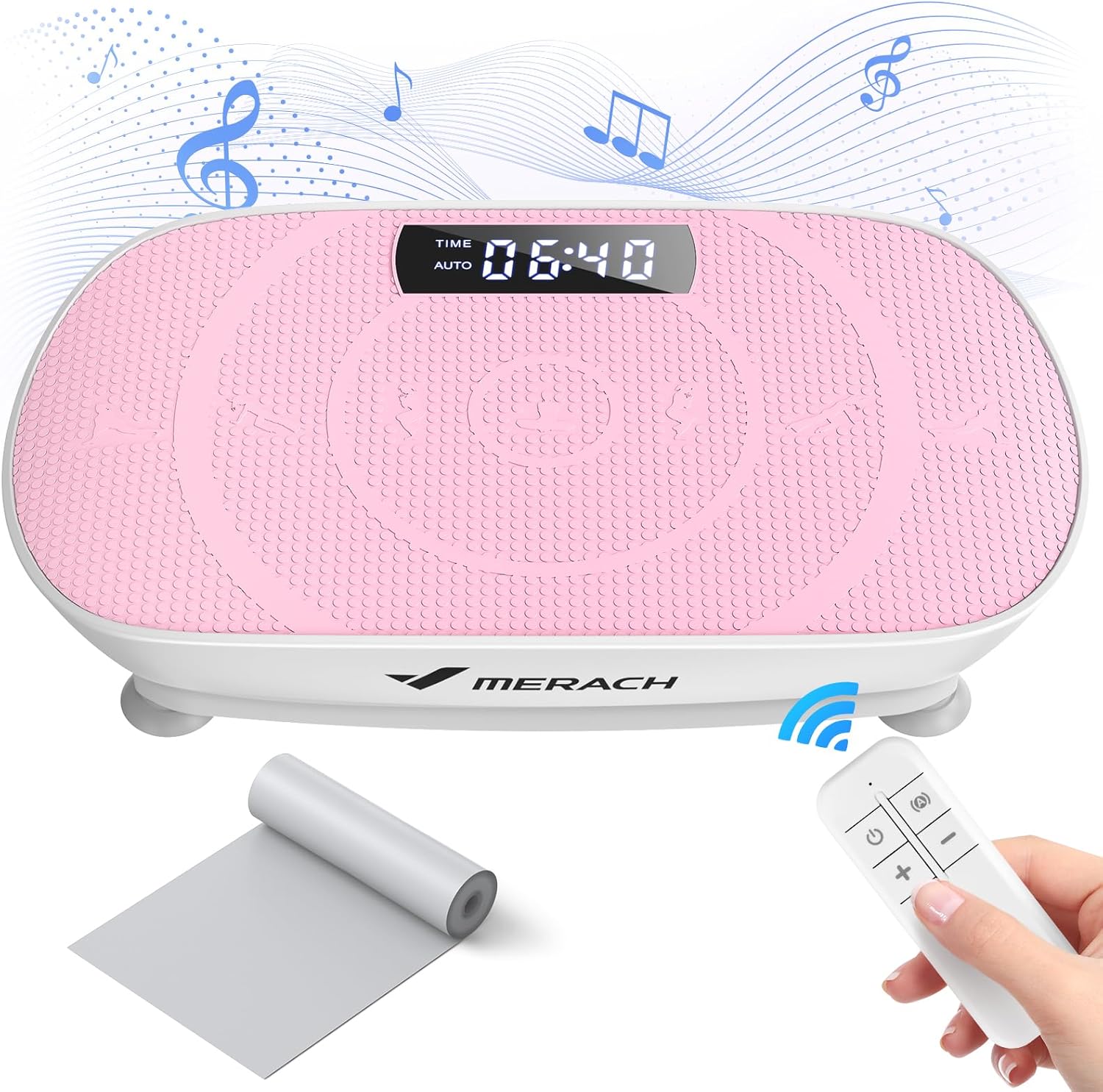 MERACH Vibration Plate, Whole Body Workout Powerful Quiet Vibration Plate Exercise Machine for Weight Loss and Shaping, Auto or Manual Speed Control, Built-in Bluetooth Speaker