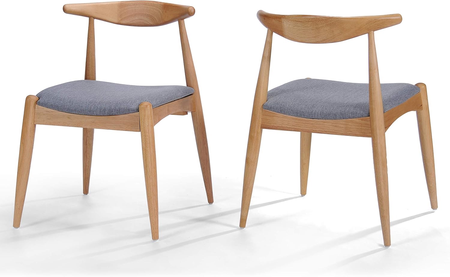 Christopher Knight Home Francie Fabric with Oak Finish Dining Chairs, 2-Pcs Set, Grey / Oak